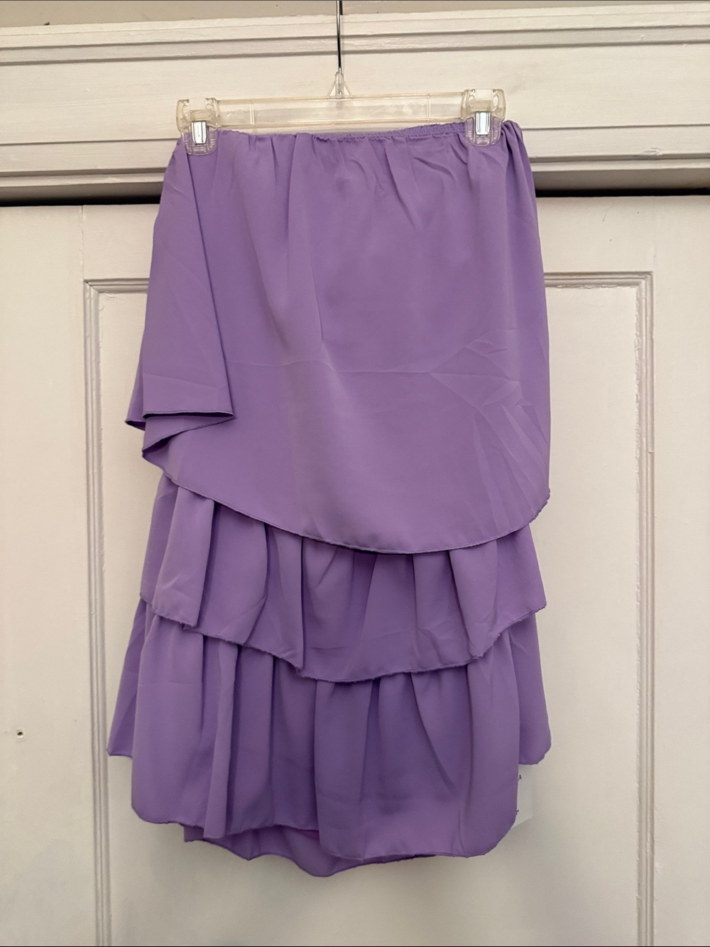 Lavender Tiered Ruffle Strapless Dress